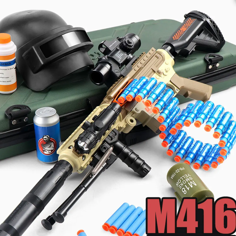 

Assembled Toys Gun M416 Rifle Soft Darts Gun Machine Manually Electric Shooting Outdoor CS Game Airsoft Air Boys Gifts for Child