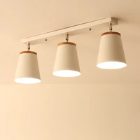 nordic creative led ceiling light modern iron lampshade with wood adjustable angle hanging lamp for corridor living room