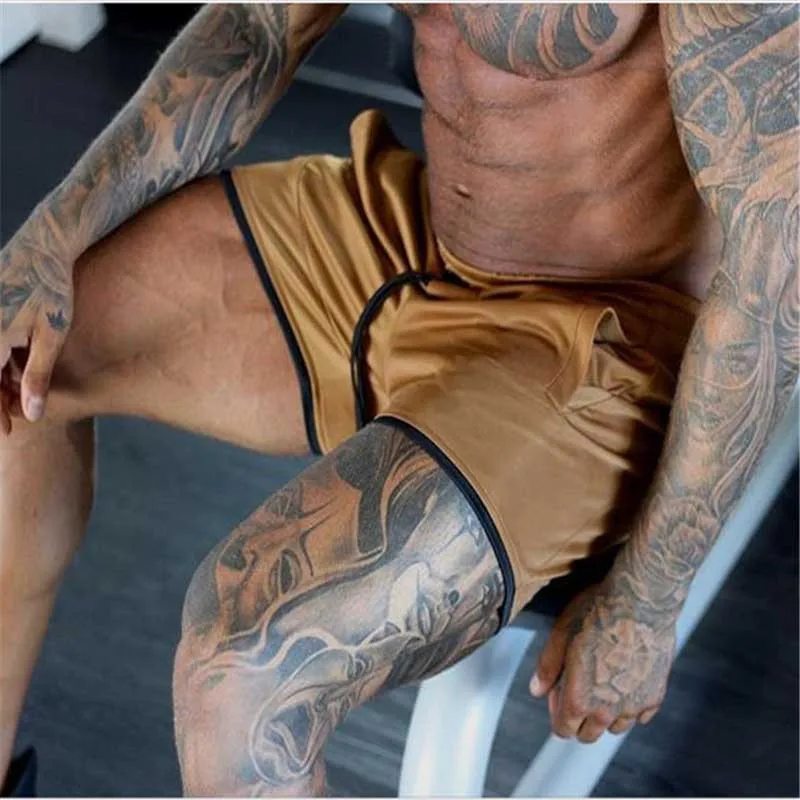 

new Men Fitness Bodybuilding Shorts Man Summer Gyms Sportswear Jogger Beach Mesh Quick Dry Workout Male Breathable Short Pants