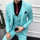 Мужской Комплект из трех предметов, пиджак и брюки, повседневный деловой костюм, 2020