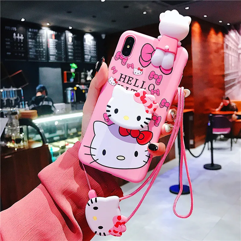 Мягкая силиконовая Розовая кукла задняя крышка для coque iphone 11 11pro 11pro max Прекрасный чехол для телефона hello kitty для iphone X XS MAX