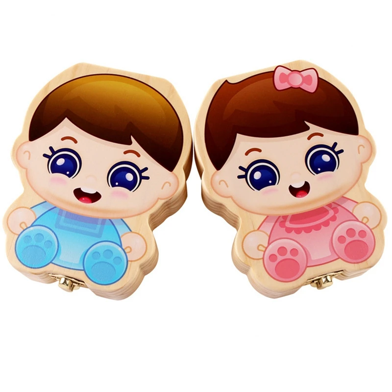 Детская зубная коробка органайзер для детей деревянная хранения молочных зубов