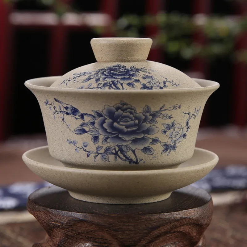 130 мл Teaware Античная грубая керамика ручная роспись Gaiwan чайная чашка керамическая
