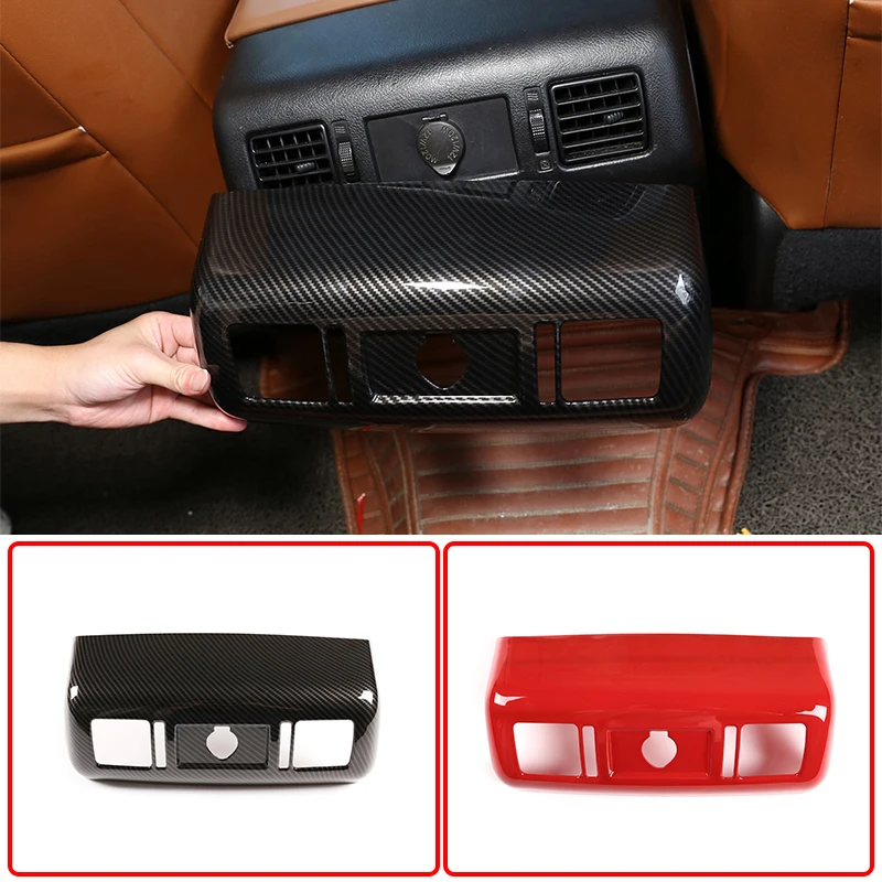 

ABS Carbon/Red Car Rear Air Conditioning Outlet Decorative Frame Sticker For Toyota Tundra 2007-2021 Rear Air Outlet Accessories