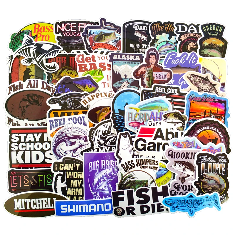 50 шт. забавные креативные ловить рыбу наклейки для окна чемодан Скейтборд