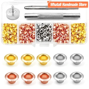 200pcs Metal Eyelets Set Leather Craft Repair Grommet Round Eye Rings For Shoes Bag Clothing Leather Belt Crafts Tools DIY Kits