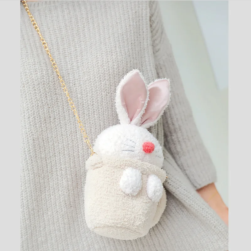 

Cute Bunny Rabbit Bag Lolita Cartoon Crossbody Bag Soft Plush Toy Doll Teacup Rabbit Single Shoulder Portable Bag Girls Gifts