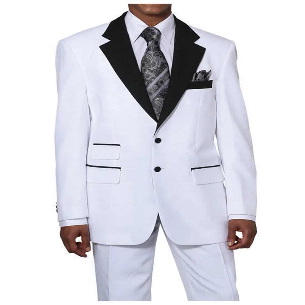 

2021 New High Quality Custom Notched Lapel Two Buttons Men's Suit Fashion Tuxedo Formal Office (Coat+Trousers+Tie+Handkerchief)