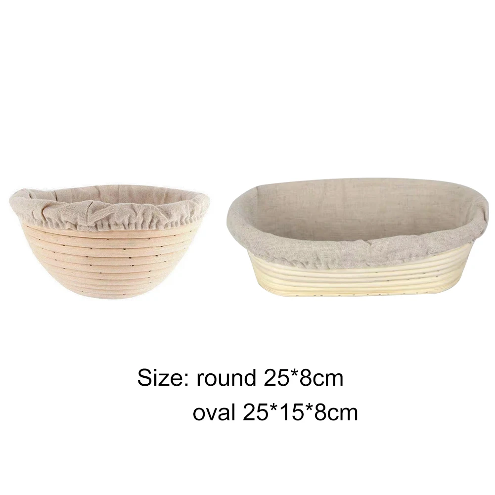 

Rattan Fermentation Dough Bread Basket with Cloth Cover (Oval 25x15x8cm) Outdoor Picnic Fruit Weave The Basket