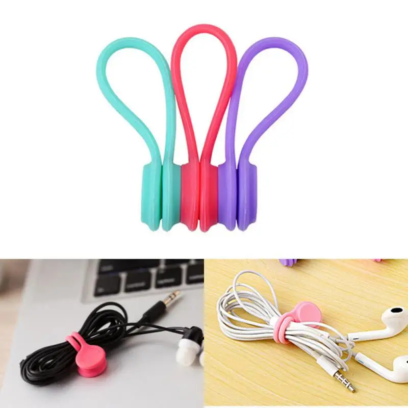

3pcs/pack New Cute Multifunction Silicone Magnet Earphone Cord Winder Cable Holder Organizer Clips Easy To Take Along Durable