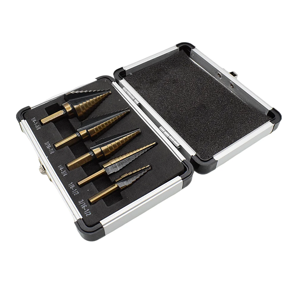 

Набор ступенчатых Сверл из быстрорежущей стали, 5 шт., 50 размеров, для дерева, металла, алюминия, инструменты для сверления отверстий с чехлом