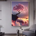 Интерьерное украшение абстрактное искусство холст печать плакат для гостиной домашний декор эстетика персиковое дерево стена розовая картина