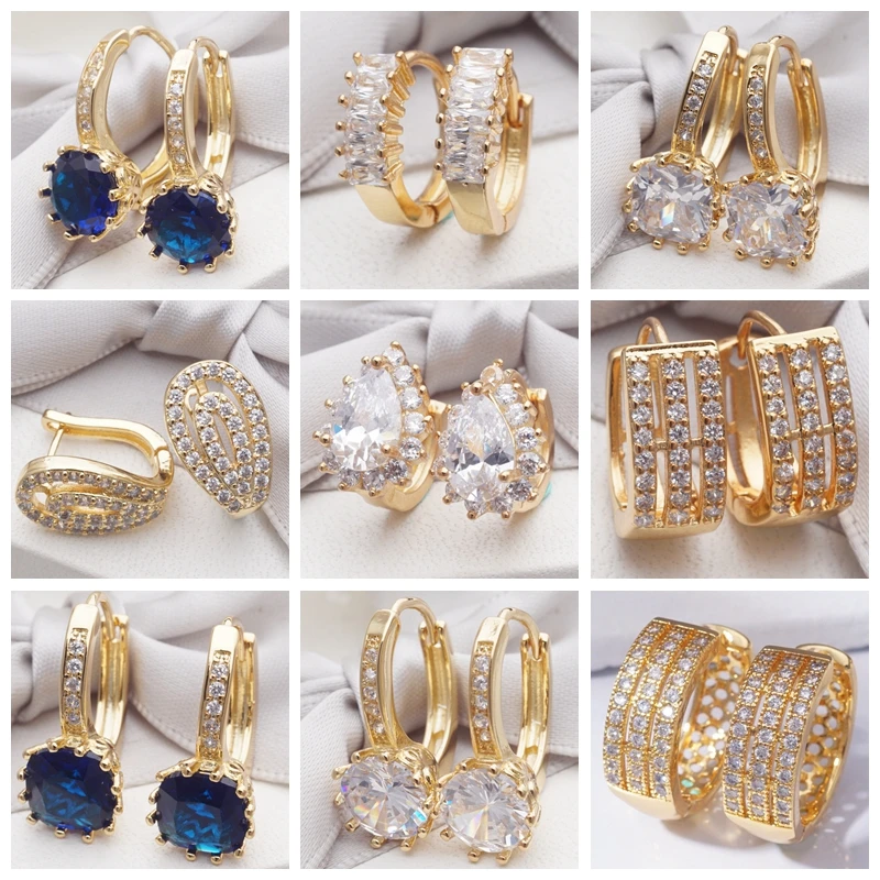 Серьги 32 различных стилей модные ювелирные изделия золото Цвет круглый фианитов