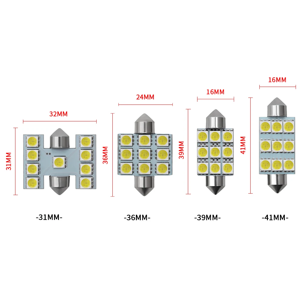Суперъяркая белая светодиодсветильник лампа 31 36 39 мм 9 SMD 5050 светодиодная