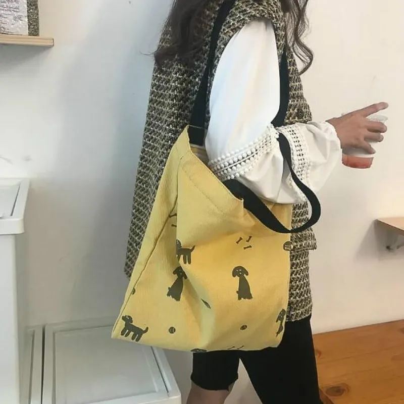 Shopping Bags Women Cartoon Hasp Print Harajuku Simple Sweet Girls Daily Casual Tote Students Shopper Ulzzang Korean Chic Female | Багаж и