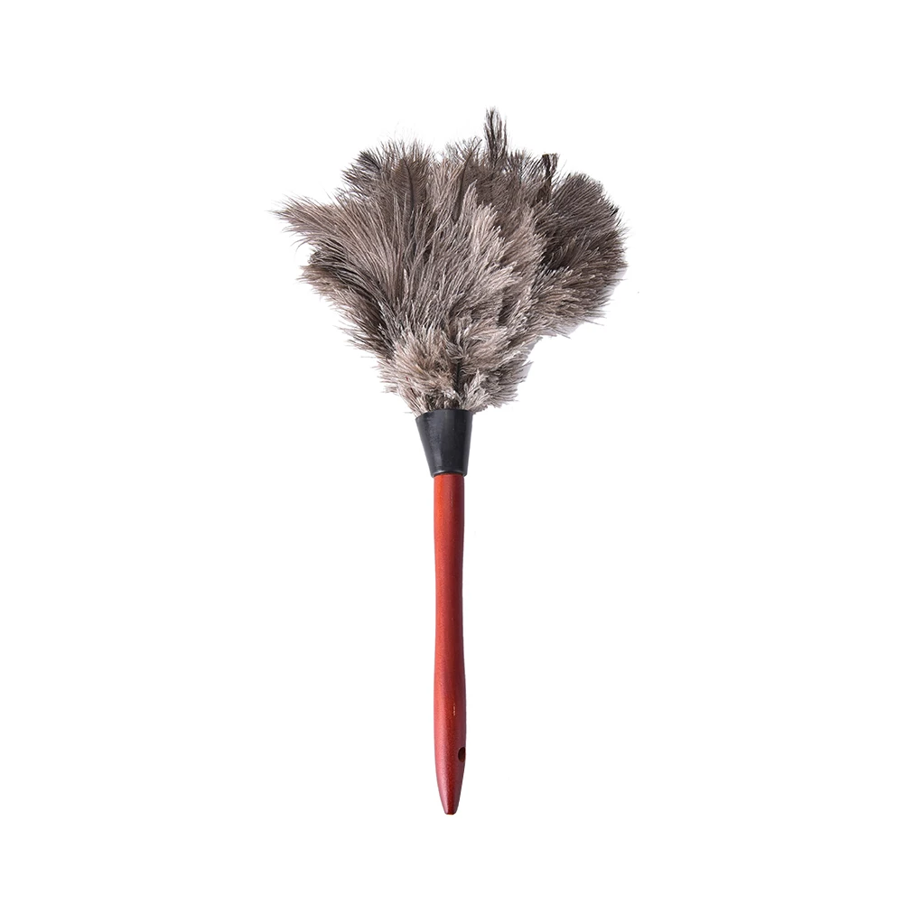 

55 см щетка для пыли из страусиных перьев Brush деревянная ручка антистатический натуральный серый мех для дома