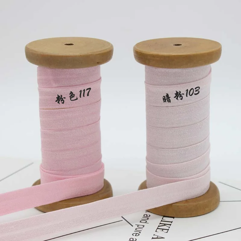 LtPink103 50 ярдов Meetee 15 мм полиэфирная одноцветная эластичная лента нейлоновая тесьма DIY Edge band Йога пояс резинка аксессуары для волос RC324 - Цвет: LtPink103