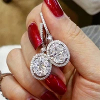 temperament oval alloy crystal earrings for women party weeding fashion simple ear jewelry accessories