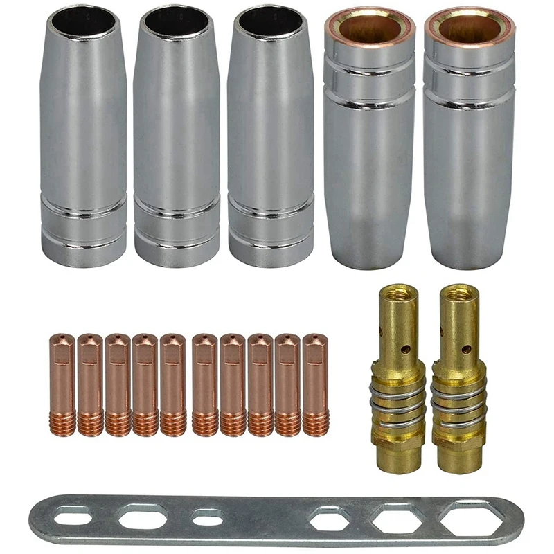 

18Pcs Welding Torch Kit Contact Tip 0.8mm M6 & Tips Holder Difuser & Shield Cup for Mb15 15Ak Mig Welding Torch