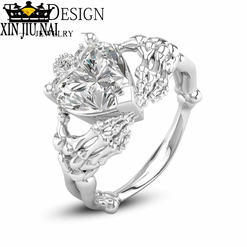 Женское кольцо в форме сердца стиле панк готическое подарок вечерние ювелирные