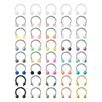 40pcs acrylic horseshoe nose piercing hoop septum rings cartilage helix tragus earring lip smiley piercing retainer body jewelry