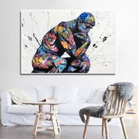 graffiti art thinker man canvas painting portrait of think home decoration posters and prints wall art pictures for living room