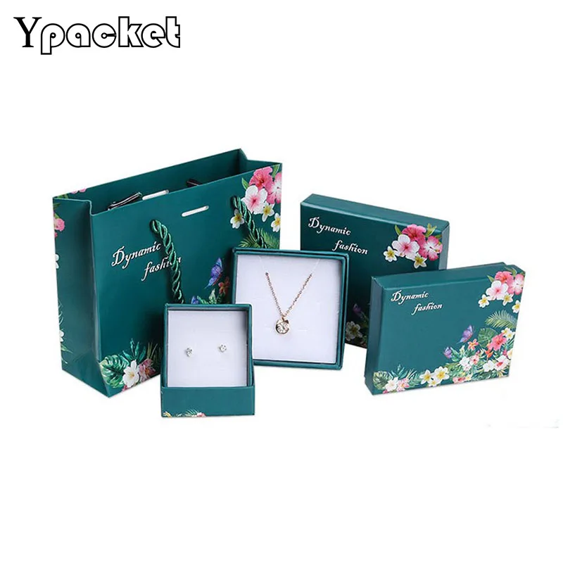 4 Kinds Bracelet Earring Ring Necklacecool Green Gift Box Jewelry Boxes Fashion Packaging Organizer Box100pcs/Lot (Custom Logo)