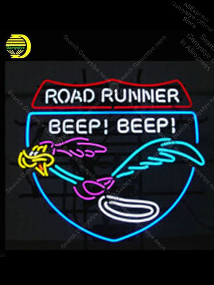 

Road Runner Real Glass Beep Neon Sign Handcraft Publicidad anuncio luminoso Light Neon Light Signs for Store Restaurant Bar Neon