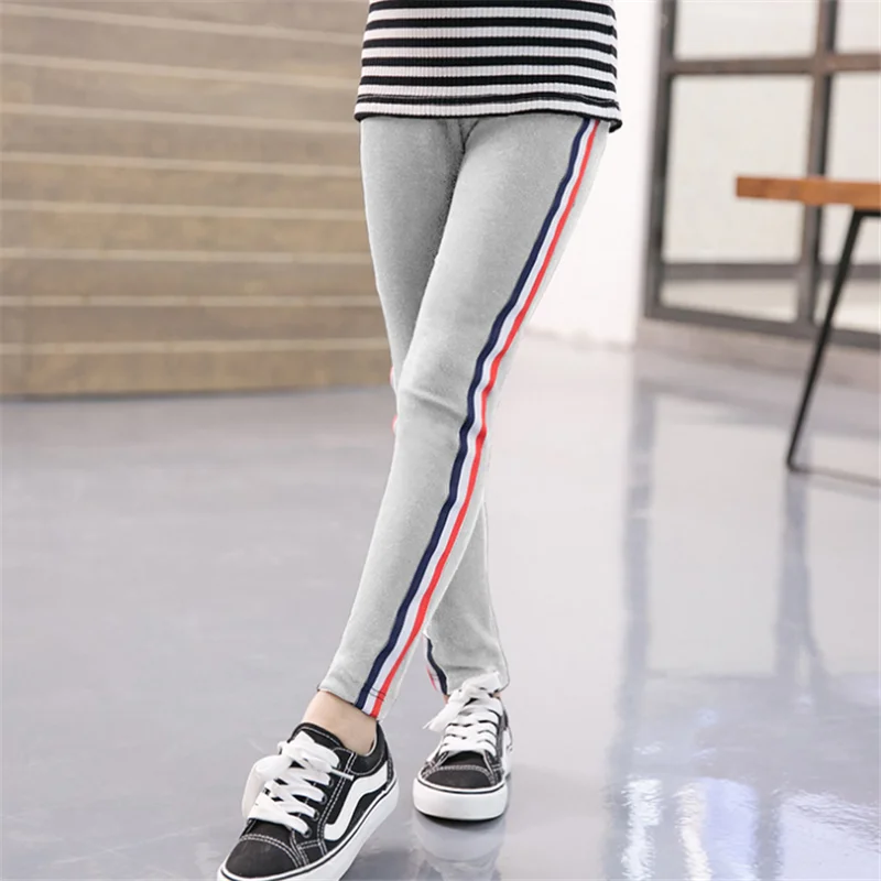 

2021 Girls Leggings Kids Pencil Pants Toddler Girl Winter Spring Pink Stripe Trousers Cotton Pant
