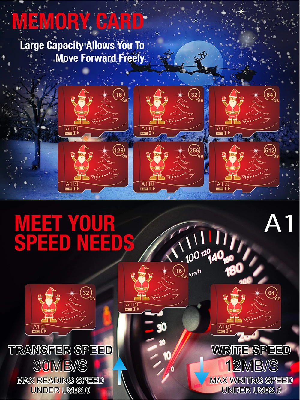 Рождественская TF карта памяти, флэш-карта памяти, micro SD карта, 256 ГБ, 512 ГБ, Microcard, 64 ГБ, 128 ГБ, класс 10, карта для смартфона