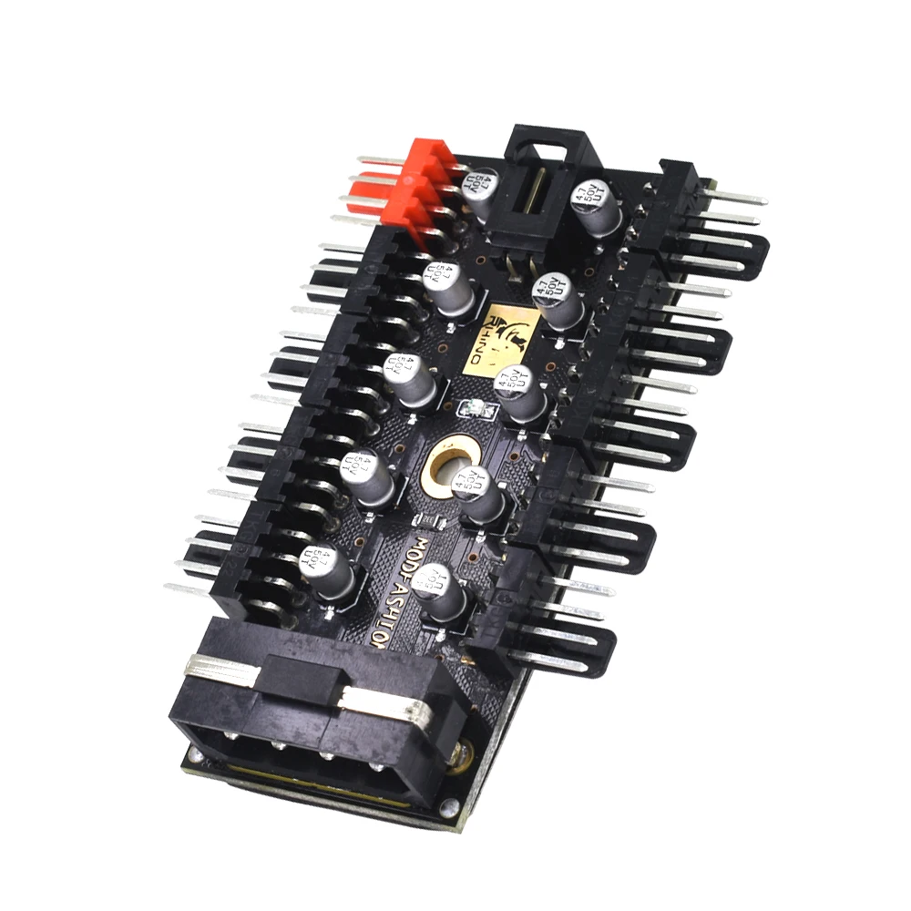 TISHRIC Новейший усовершенствованный вентилятор-хаб с 10 конденсаторами, 4-контактным Pwm Sata и контроллером на 4-контактный интерфейс Led PC.