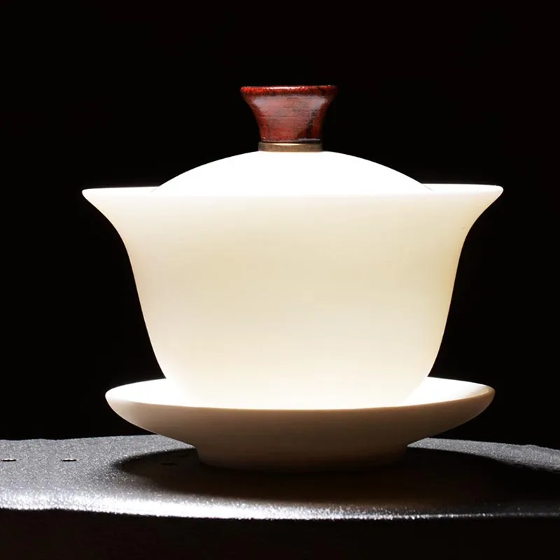 

Чайный набор Gaiwan, 155/170 мл, Нефритовый фарфор, чайный сервиз в китайском чайный набор кунг-фу, посуда для напитков, чайная чаша для творческих ...