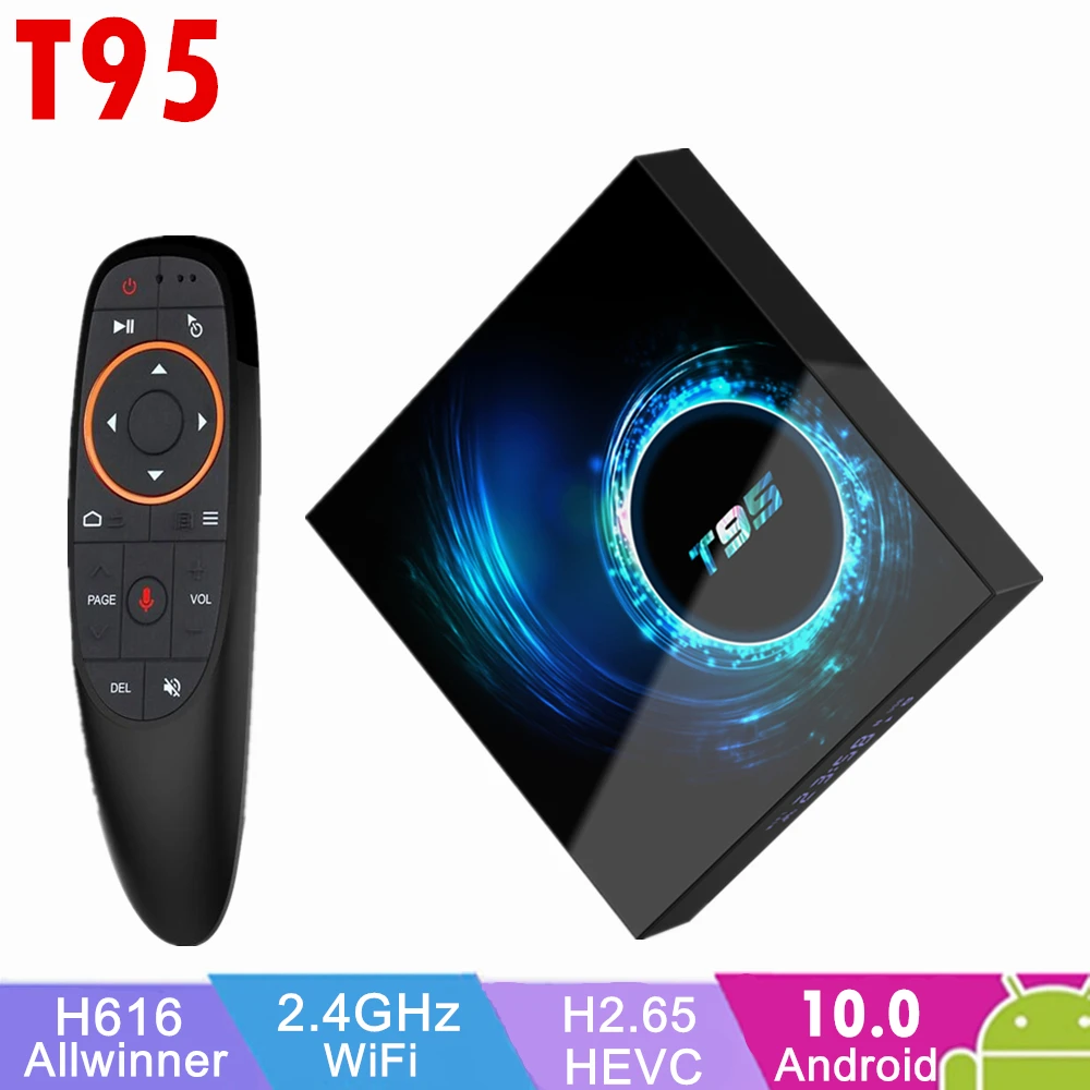 

TV Box Android 10 4GB 64GB Поддержка 6K 30FPS YouTube Google Play Google Voice Assistant T95 H616 Smart Set Top Box TVBOX