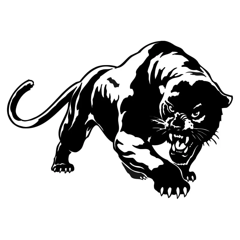 

19.5*13.6CM Beautiful Sticker Fiery Wild Panther Hunting Car Body Decal Car Stickers Motorcycle Decorations Black/Silver