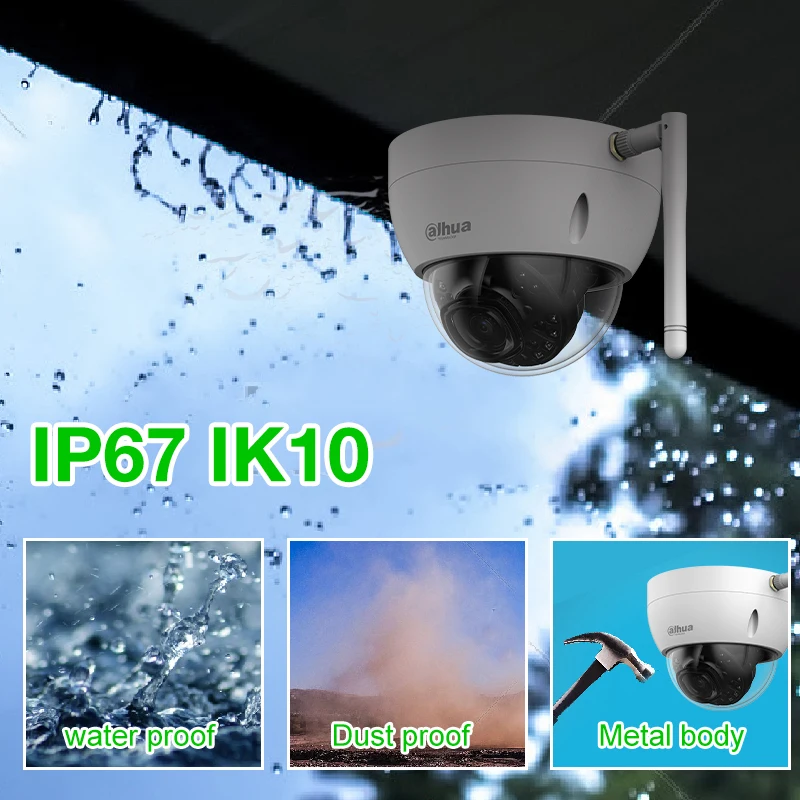 Dahua Wifi IP камера IPC HDBW1235E W 2MP HD 1080P Сетевая купольная видеонаблюдения Поддержка H.265 IR