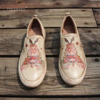 handmade womens low top fashion leather sneakers hand painted princess