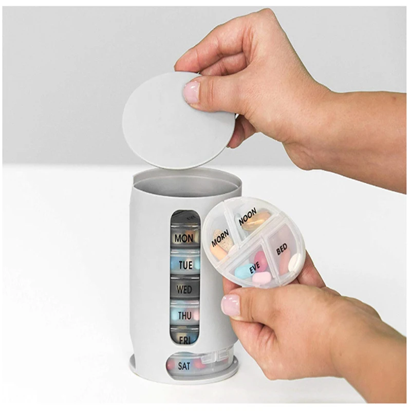 Weekly Pillbox Tablet For 7 Days Plastic Storage Container Divider Dispenser Holder Medicines Mini Drugs Gray Health Care Device | Красота и