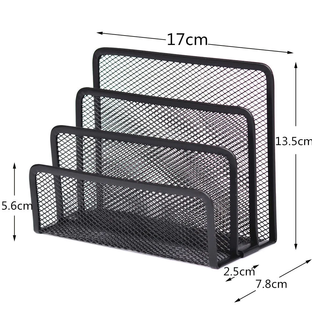 

Desktop Rack Bookshelf Magazine Office Tray File Organizer Metal Mesh School Storage Three Layer Supplies Letter Holder