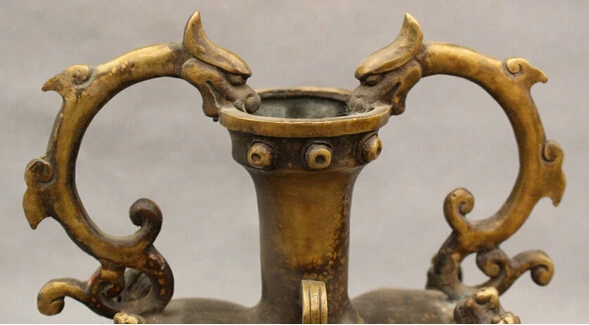 921 +++ 9 &quotэтнический Китайский Бронзовый Декор дворец 2 головы дракона Единорог