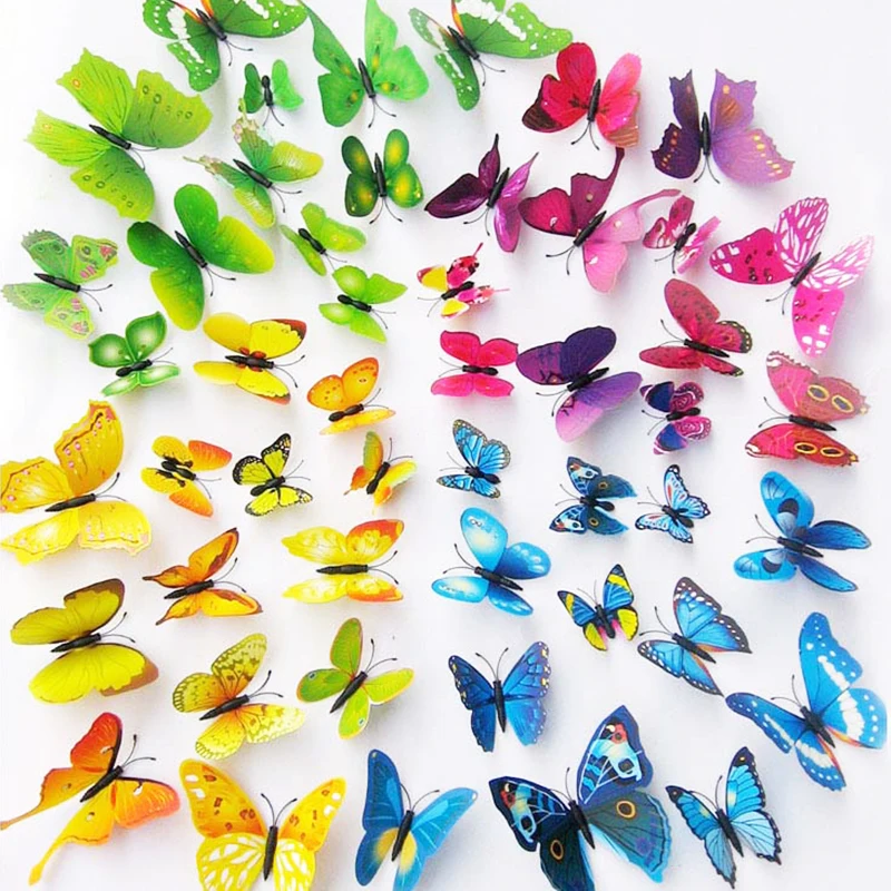 

12pcs/set 3D PVC Magnet Butterflies Wall Stickers Fridge Magnet Art Sticker Home Decor DIY Kids Bedroom Wall Room Decoration