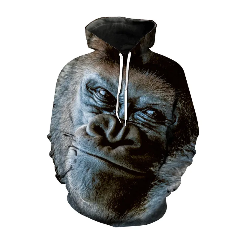 

New winter pullover hoodies Fashionable couple shirts for men and women, Hoodie thin fleece jackets, funny gorilla 3D printing