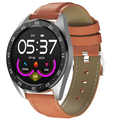 Orange leather IP67 водонепроницаемые Смарт-часы для мужчин Bluetooth 4,0 Смарт-часы Android Apple Ios монитор сердечного ритма фитнес-трекер спортивные часы для мужчин - Цвет: Orange leather