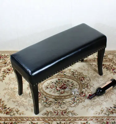 

Leather shoes bench European style clothing store sofa stool solid wood foot leather coffee table