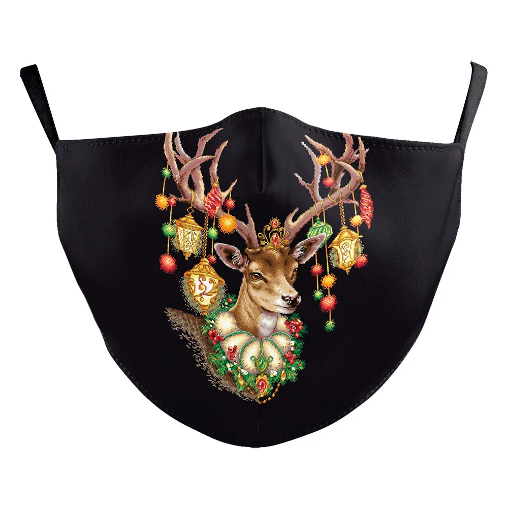 Многоразовая моющаяся маска для рта с 3d принтом Счастливого Рождества лося Wapiti