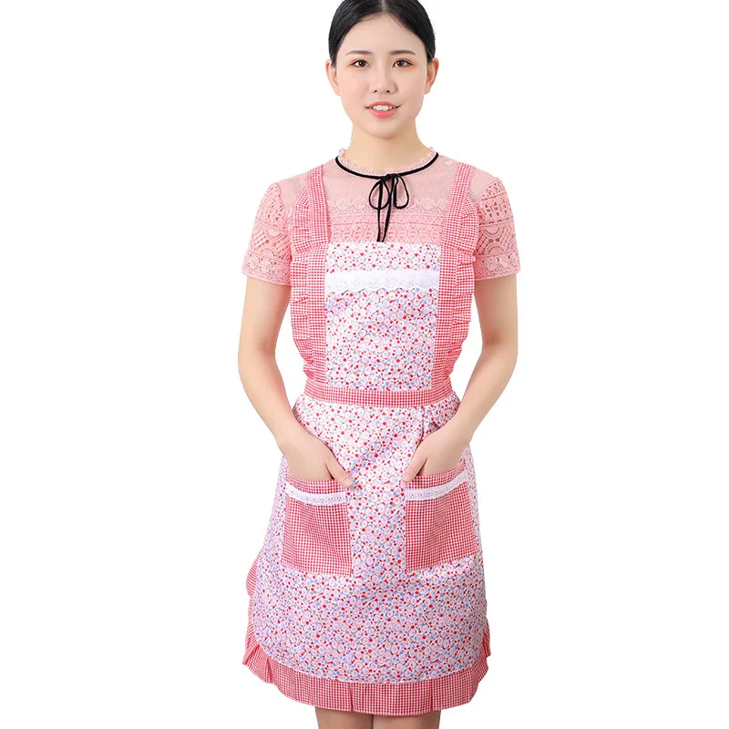 

2021 fashion apron waterproof kitchen oil proof apron lovely girl cooking