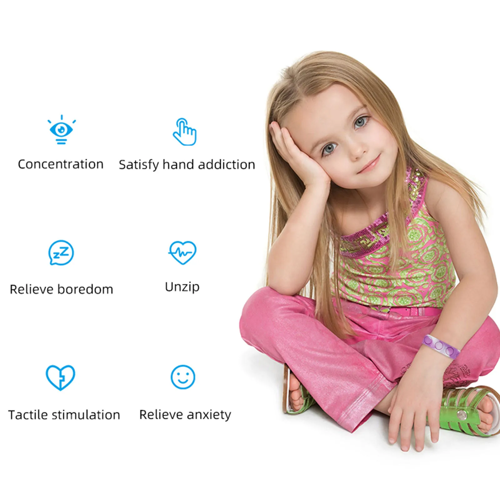 Push Pop Bubble Toys Wearable Wristband Autism Special Needs Stress Reliever Hand Finger Press Silicone Bracelet Toy For Kids | Игрушки и