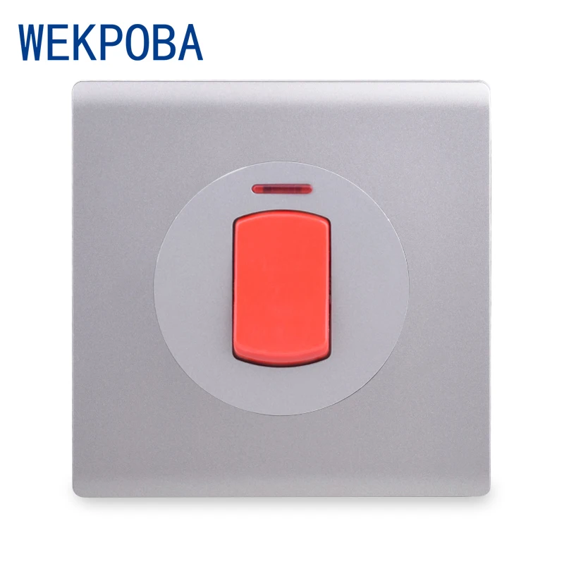

WEKPOBA Dimmer FAN Regulator Wall Switch 20A 45A Switch With Neon PC Panel For Water Heater On / Off For Air Conditioner Grey