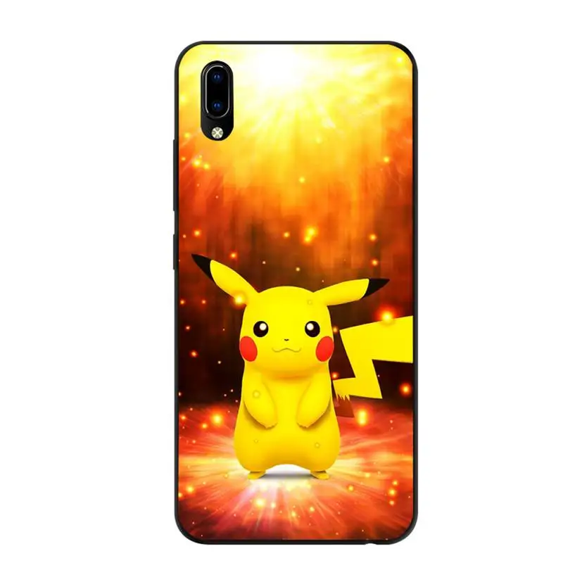 

Cute cartoon pikachu Phone Case For samsung Galaxy J6 J7 J8 note 9 10 20 lite plus pro Black Soft nax fundas cover