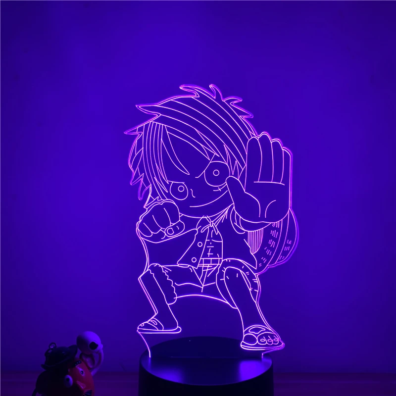 3D светодиодный ночсветильник аниме Q Luffy Jet Punch поза Ver. Экшн-фигурка 7 цветов