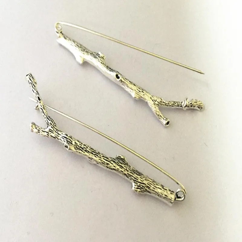 

13MMx18MM (Antique Bronze And Antique Silver) Branches Brooch Pin Pendant Accessories 2Pcs/Lot